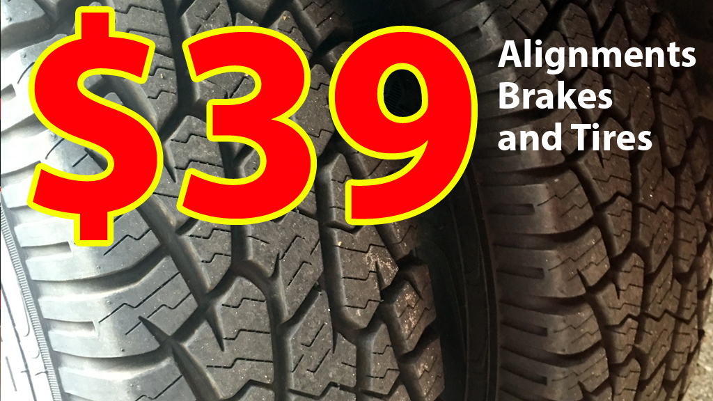 Alignments Brakes Tires or Flat tire Repair service
